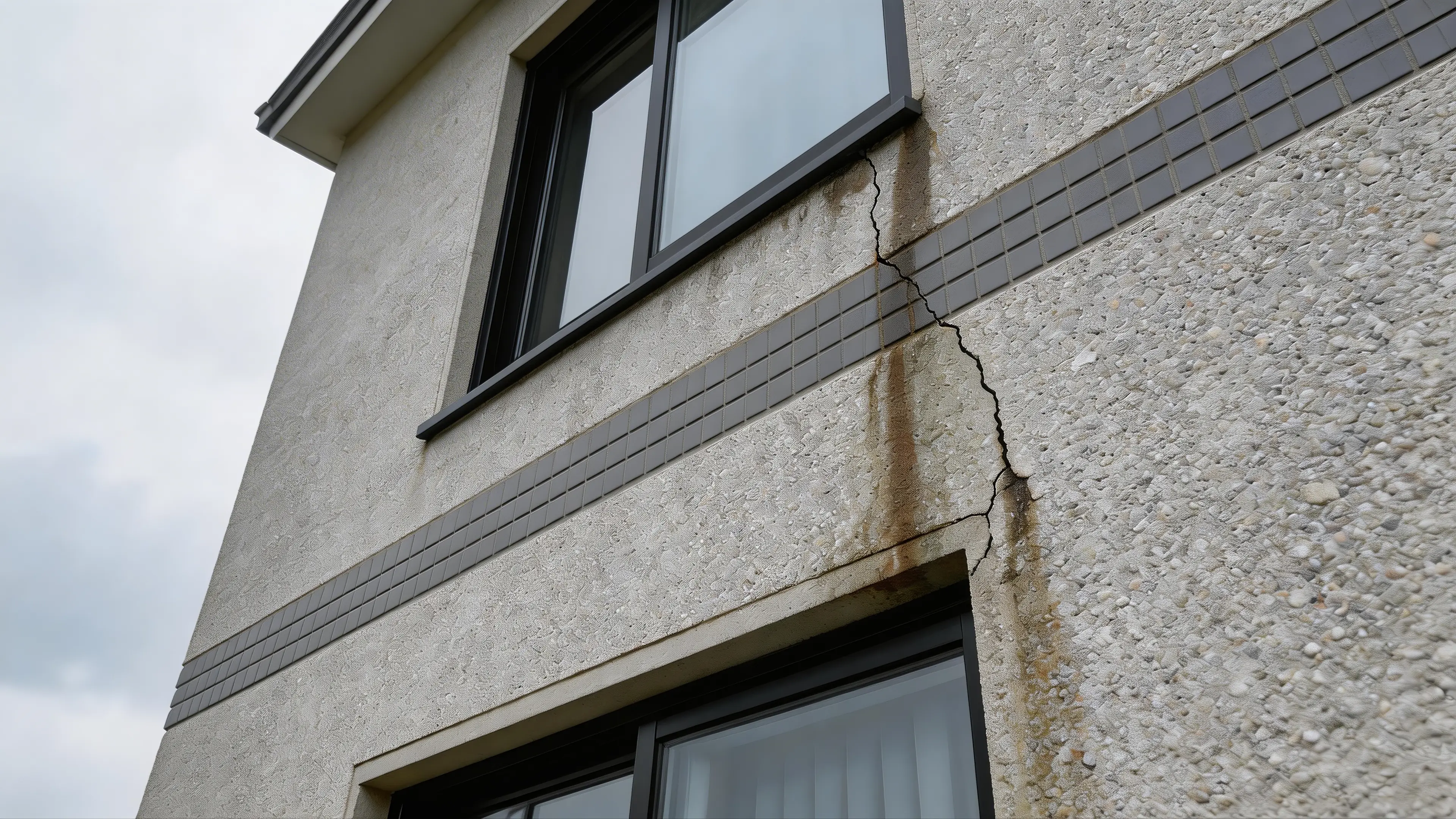 建築物外牆裂縫與水漬痕跡